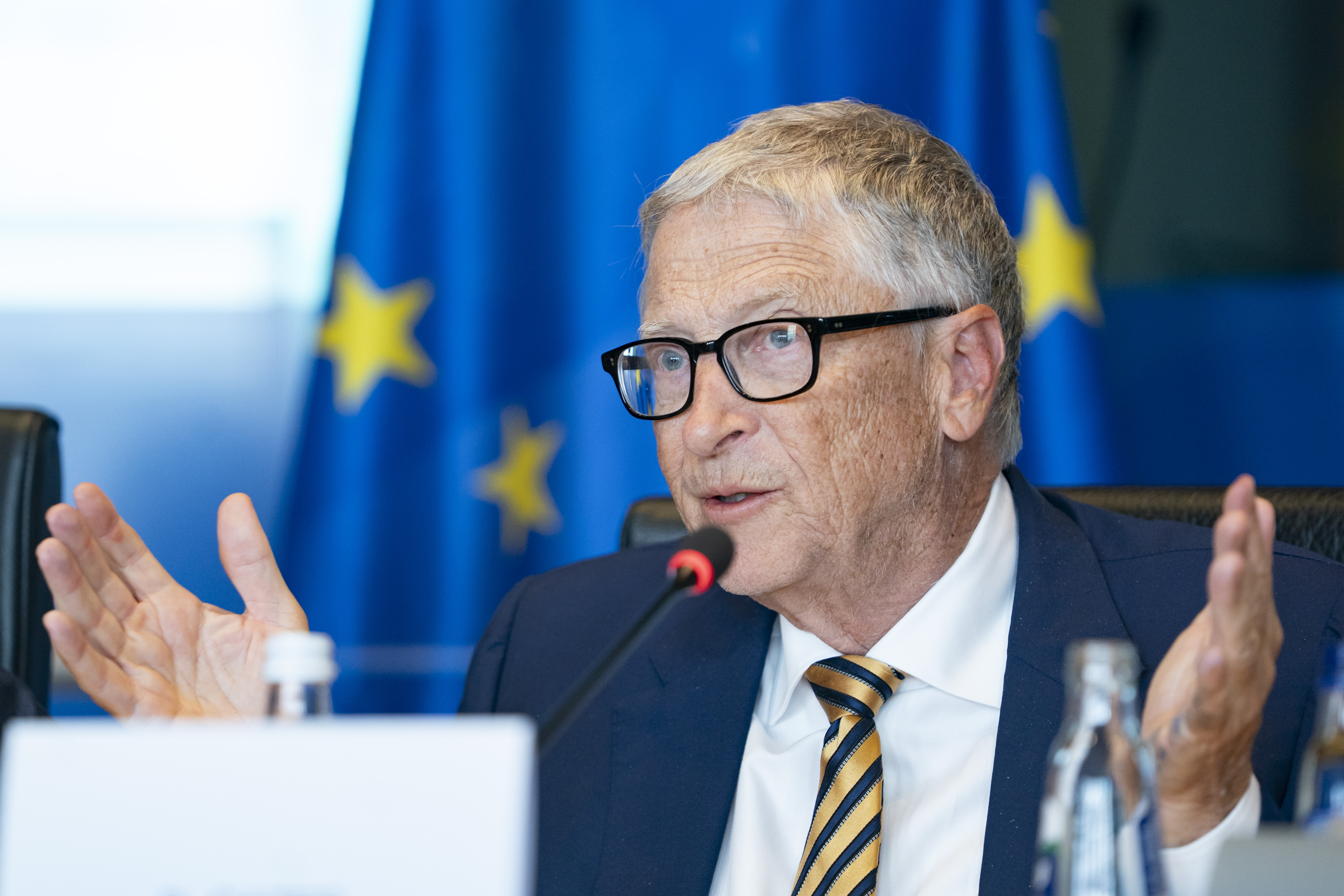 Bill Gates speaking at the European Parliament in June 2025